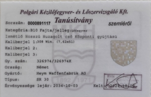 Heym SR 30 egyenesh�z�s� goly�s puska